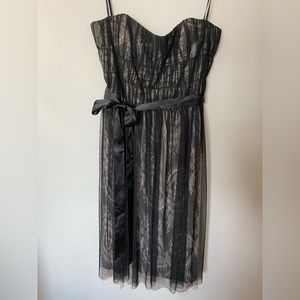 David Meister Strapless Black Lace gown